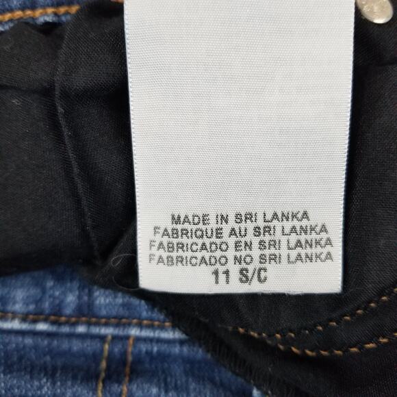 Levis 524 Jeans Size 11 Blue Too Superlow Bootcut Flare Dark Wash Stretch 90s - Picture 7 of 12